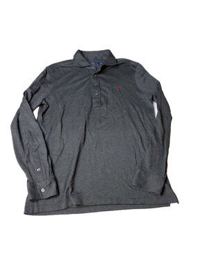 VINTAGE Polo Ralph Lauren Shirt Mens M Medium Gray Long Sleeve Pony Casual
